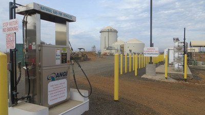 Ein Blick auf unsere Biogasanlage in Oroville, Kalifomien, USA, bietet sich von der dort enichteten Biogastankstelle aus.