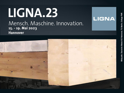LIGNA: FNR präsentiert Forschungsprojekte zu Vorfertigungsprozessen im Holzbau. Bildquelle: Deutsche Messe AG Hannover, TU Berlin, Collage FNR